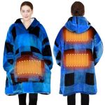 Junbig Wearable Heated Blanket Hoodie USB Heated 3 Heating Levels And Overheat Protection Flannel And Sherpa Soft Heated Hoodie