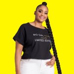 Donnay Plus Size Novelty Big Girl Power Black Top