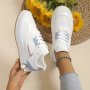 Women's Colorblock Flatform Sneakers Lace Up Low-top Round Toe Non-slip Outdoor Skate Shoes Casual Versatile Trainers
