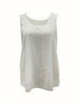 Swiss Dot Lace Splicing Tank Top Elegant Sleeveless Top For Spring & Summer Women's Clothing