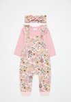 PoP Candy Floral Dungaree Bodyvest And Headband Set-multi