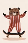 Bear Skateboarding - Wall Art Print - A1