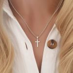 Faith 925 Sterling Silver Cz Sparkle Cross Necklace 8X13MM On A 45CM Rolo Chain