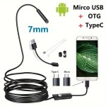 1 Set 7MM/0.27IN Lens High Definition Endoscope Android Mobile Phone Camera Pipeline Detection Industrial Automotive Repair Carbon Deposition Visual Repair Air Conditioning Detection 2M-5M