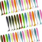 50PCS Soft Lures Fishing Swimbaits Paddle Plastic Tail Bait For Trout Salmon Redfish Suitable For Freshwater Saltwater