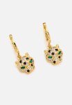 Panther Drop And Hoop Earring - Gold black