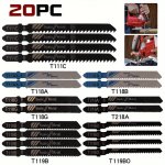 20PCS Universal Jig Saw Blade Set - High Carbon Steel Assorted Blades For Fast Cutting Of Wood Plastic & Metal - Compatible With