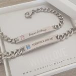 Couples Personalized Bracelets Cz Stainless Steel Set Of 2 Adjustable Sizes Ready In 3 Days