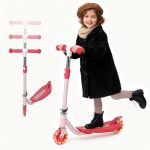 Kick Scooter For Kids 4-8 2 Light Up Wheels Heavy Duty Scooter With 3 Height Adjustable Handlebars Rear Break Widen Anti-slip De