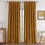 Cucraf Gold Brown Velvet Blackout Curtains 108 Inches Long Thermal Insulated Noise Reducing Rod Pocket Luxury Drapes For Bedroom