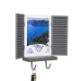 Mediterranean Window Photo & Key Holder Wall Mounted Key Rack With 2 Rustic Key Hooks And Floating Shelf Decorative Photo Frame For Travel Photos/fa