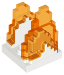 Parts Wave Pixelated Flame On Plate 2 X 2 With 2 Studs In Center With Trans-orange Fire Pattern 41685PB01