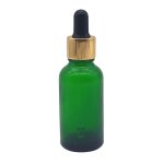50ML Green Glass Aromatherapy Bottle With Pipette - Black & Gold Collar 18 89