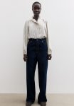 Frill-trimmed Blouse - Cream & Black Striped