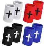 Shyyween 4 Sets Cross Sports Wristbands Christian Faith Inspirational Wristbands Absorbent Sweat Band Polyester Cotton Wrist Ban