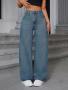 Women's Pocket Straight Loose Casual Jeans