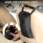Car Hanging Trash Bag With Wide Opening Vent - Foldable Polyester Fiber Storage Bag For Vehicle Interior Accessories Elegant Cen