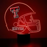 Officially Licensed Texas Tech University Red Raiders Football Helmet Custom LED Sign Night Light Lamp With Remote Light Up Disp