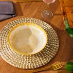 Printed Glazed Salad Bowl Golden Haze