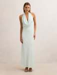 Becca Cowl Halter Satin Dress - 18 Spearmint