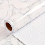 Vinyl Peel And Stick Wallpaper - White And Grey Marble Design Detachable Self-adhesive For Countertops Cabinet Backsplash Brick