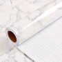 Vinyl Peel And Stick Wallpaper - White And Grey Marble Design Detachable Self-Adhesive For Countertops Cabinet Backsplash Brick Stone Wood Style Random Match - 3 Meters
