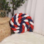 Cot Bumper Braided 3 Strand Blue Red And White