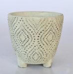 Off-white Distressed Tribal Planter On 3 Feet – 15X17CM