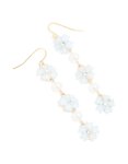 Goldair Gold Pearl Centre Blue Flowers Drop Earrings