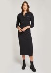 Calvin Klein Woven Label Rib Polo Ls Dress - Ck Black