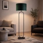 Nostra Metal Floor Lamp With Black Fabric Shade