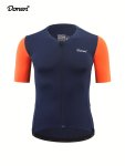 Donen Men's Color Block Cycling Jersey With Rear Pocket Quick Dry Breathable Moisture Wicking Zip Up Short Sleeve Mtb Shirt For