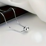 Elegant Simple Stainless Steel Pendant Necklace No Plating Snake Chain With Round Charm Ideal For Daily Wear & Gift-giving - 1PC