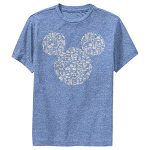 Disney Boy's Mickey & Friends Filled With Faces Performance Tee - Royal Blue Heather - Large