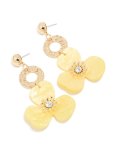 Goldair Gold Circle Yellow Flower Drop Earrings