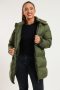 Ladies Winter Long Hooded Puffer Jacket With Easy Carry Bag