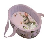 Newborn Carry Cot Pink Tulip Bunny Print Portable Baby Bassinet