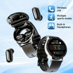 New Smart Watch Wireless Calling Built-in Earphones Sports Waterproof Suitable For Android And Iphone Smart Earphones And Watches 2-IN-1 Suitable For Gifts Men And
