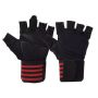 One Pair Anti-skid Breathable Half Finger Cycling Gloves - Black & Red