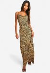 Leopard Cowl Neck Maxi Dress - Brown