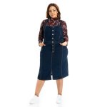 Donnay Plus Size Denim Pinafore Button Front Bluewash