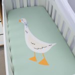 Cot Fitted Sheet Green Duck Green And White Gingham Check The Duck Goose