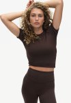 Cropped Sports Top In Drymove - Dark Brown