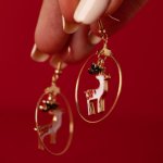 Festive Reindeer Novelty Earrings Assorted Styles - Reindeer Hoops