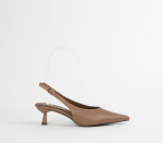 Taupe Slingback Kitten Heels For Women - 8 Taupe