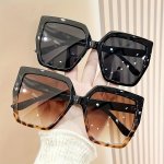 2PCS Women's Large Frame Fashion Glasses Irregular Vintage Anti Glare Sun Shades For Driving Beach