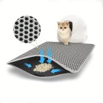 1 Double Layer Cat Litter Mat Washable Anti-splashing Cat Litter Trapping Mat Non-slip Scatter Control Cat Litter Box Mat