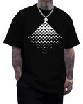 Mens Graphic T-shirts Triangle Geometric Gradient Art Short Sleeve Summer Top Crewneck Casual Tees For Men Black