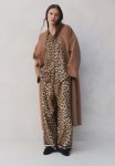 Wide Pull-on Trousers - Beige & Leopard Print