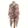Bohemian Style Women's Summer Sheer Pullover Shawl - Breathable Polyester Windproof & Sun Protection Print Design